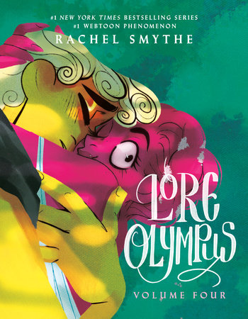 Lore Olympus: Volume Four book cover. Persephone hugging Ares with one eye open looking to the front.